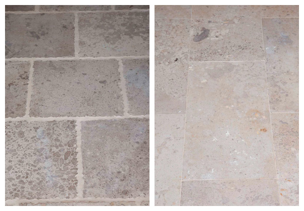 Travertine tiles in their natural forms of tints and textures.